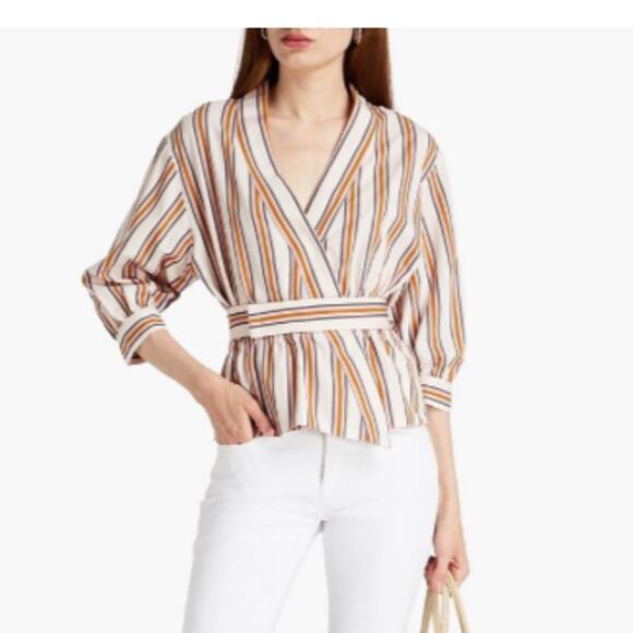 NWT ba&sh Nala Stripe Wrap Top 1 Small - Picture 1 of 7